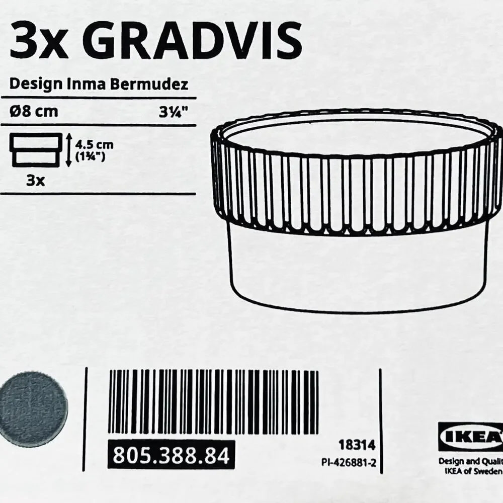 IKEA GRADVIS Set of (3) Gray Tealight Holders 3 3/ x 1 ¾ 